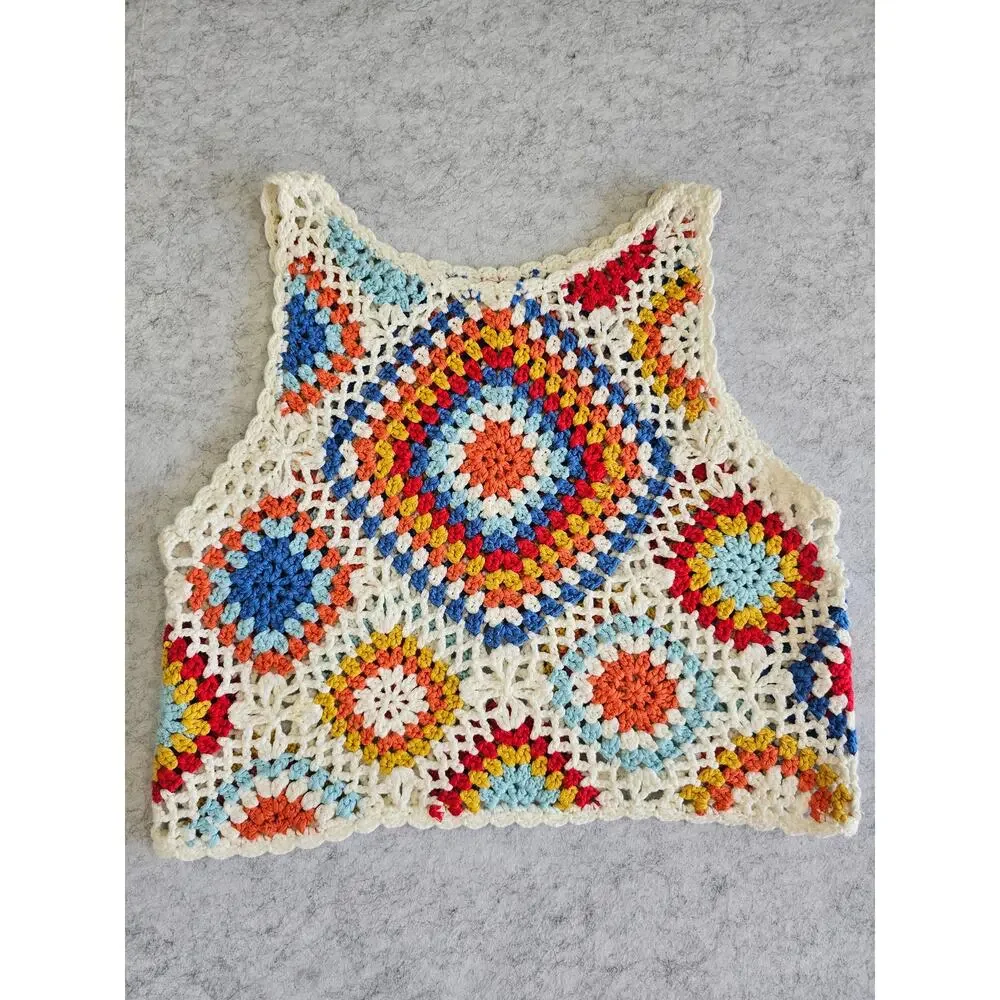 ALTAR'D  STATE Retro Knit  Crochet Knit Top, Festival, Y2K, Western, Womens Sz L - Picture 4 of 6